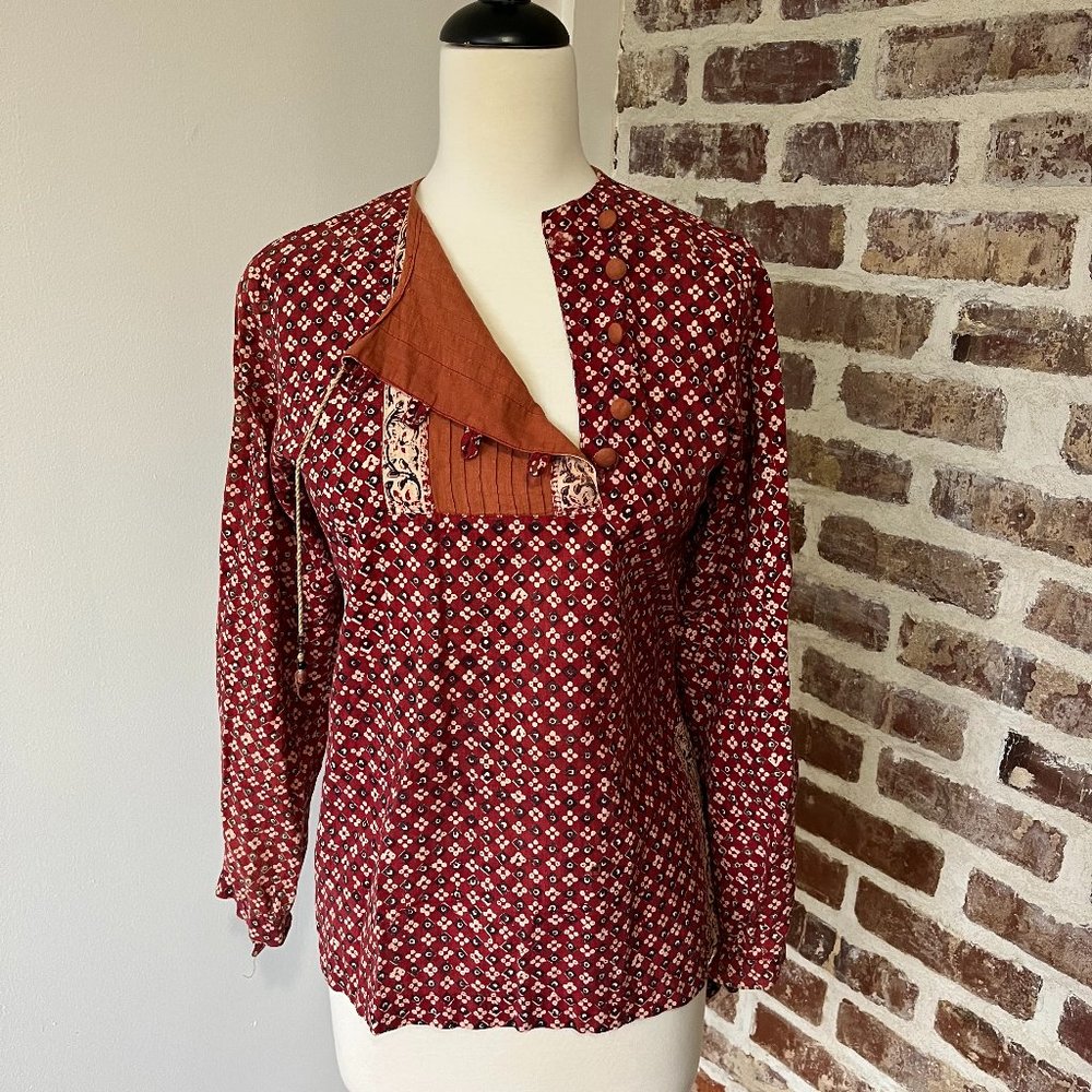 Vintage 1970s Indian Block Print Blouse
